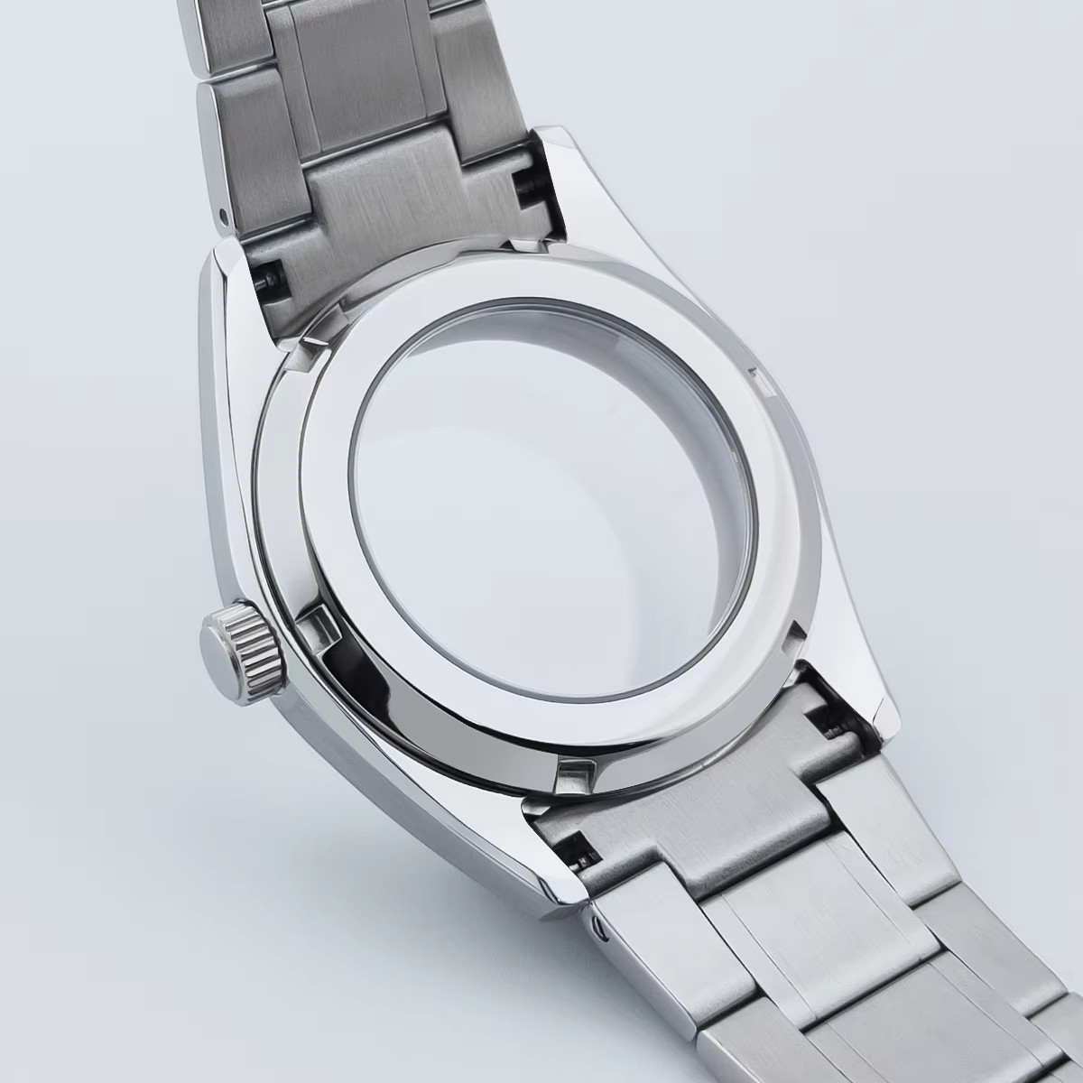 40Mm Silver Watch Case with Strap Sapphire Glass Fit NH35 NH36 NH34 NH38 NH70 NH
