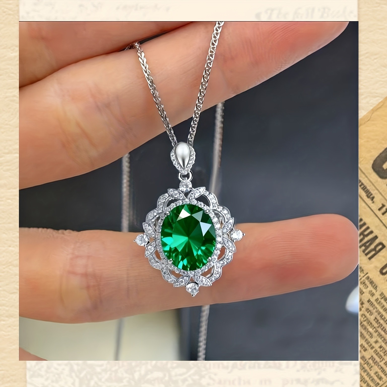 S925 Silver White Golden Green Moissanite Pendant Necklace 45cm+5cm