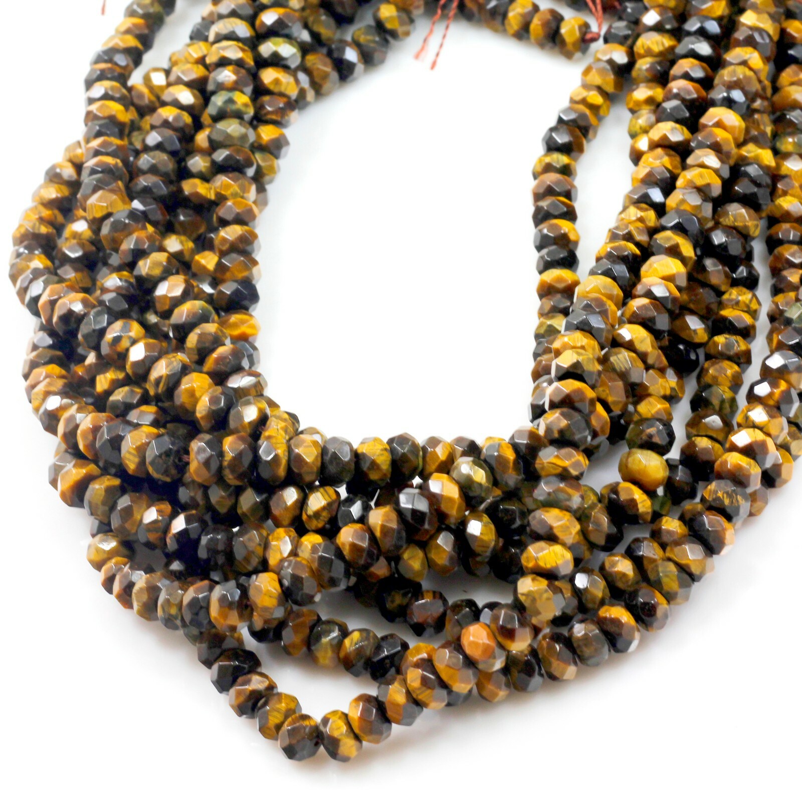 High Quality Yellow Tiger eye Faceted Rondelle Beads 15″ strand 4mm 6mm 8mm 10mm