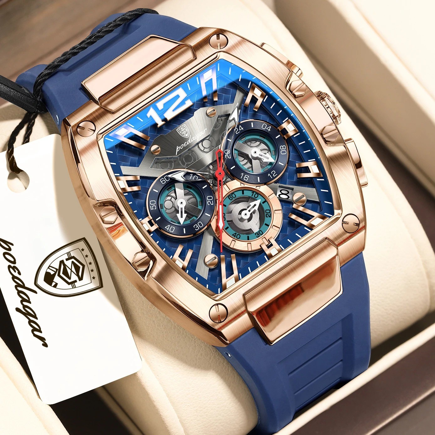Men’s Waterproof Waterproof Luminous Silicone Quartz Watches for Casual Sports.
