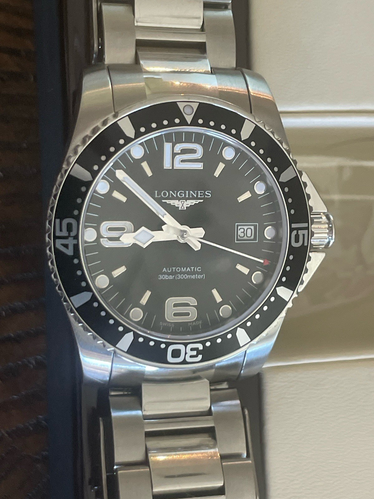Longines HydroConquest 44mm Auto Men’s Black Watch No Reserve Extra Rubber Strap