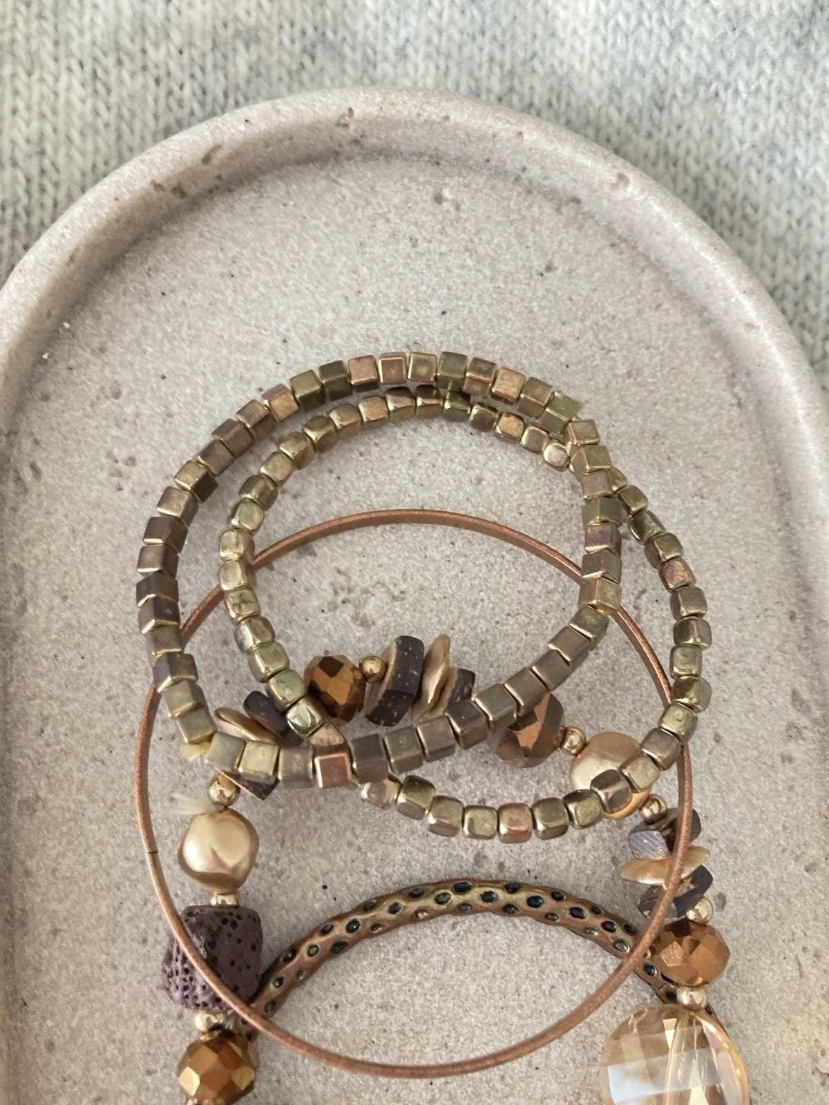 Rustic Boho Bracelet Set Of 5 In Earthy Browns Beaded & Bangles Artisan