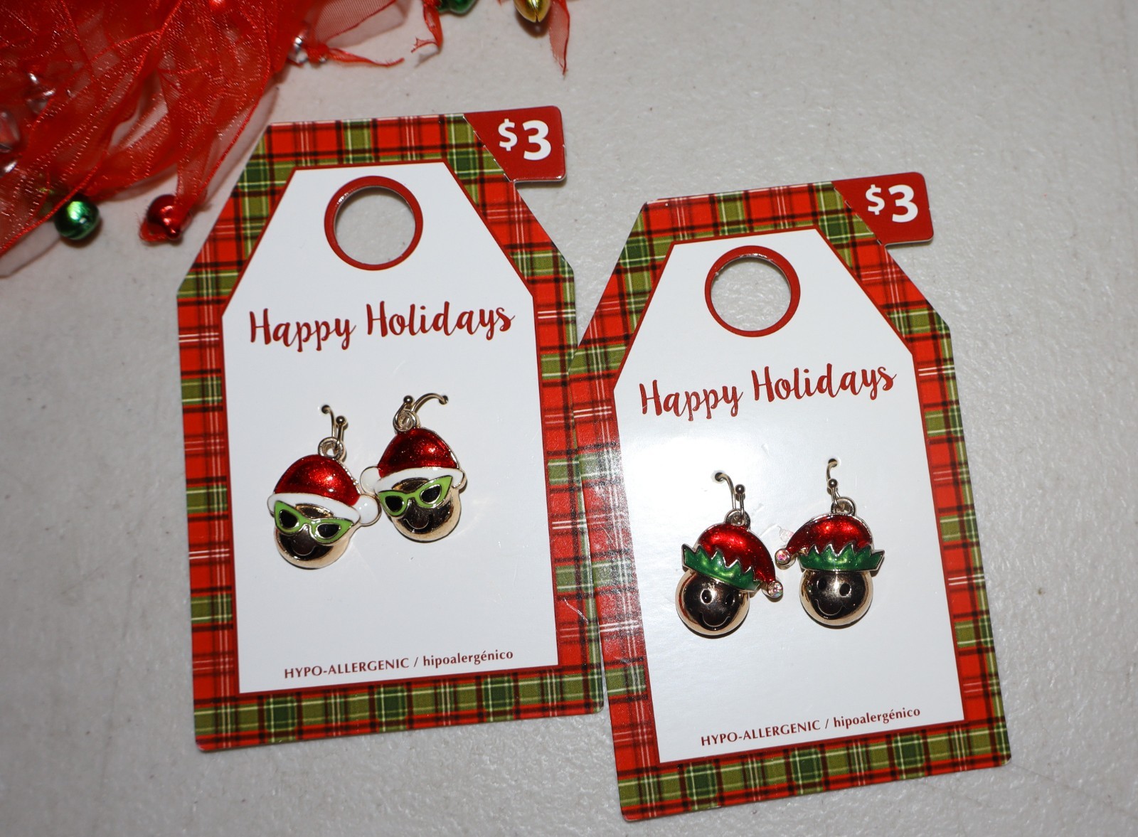 Happy Holiday Jewelry Lot of 7-Christmas Collection Earrings, Wrist Bands, Hair