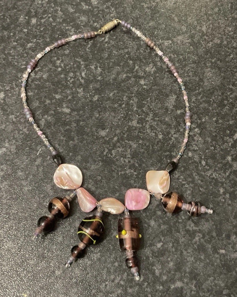Handmade, Seed, Shell, Glass Beads, 36cm Necklace Choker Hippie Beach Festival