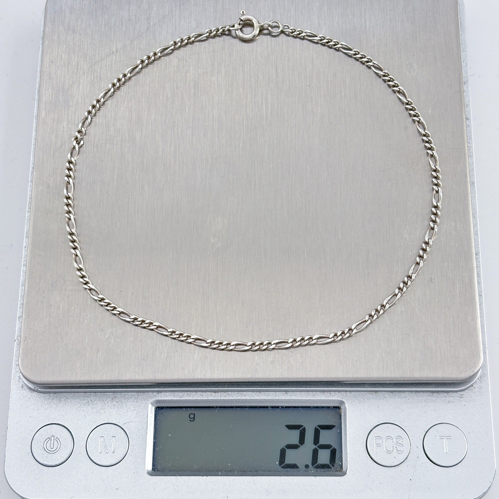 Vintage Sterling Silver 925 Figaro Chain Anklet 10″