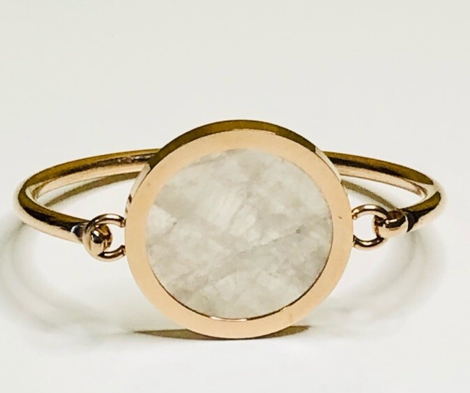 18k Gold Plated Sterling Silver Pink Resin Cuff Bracelet