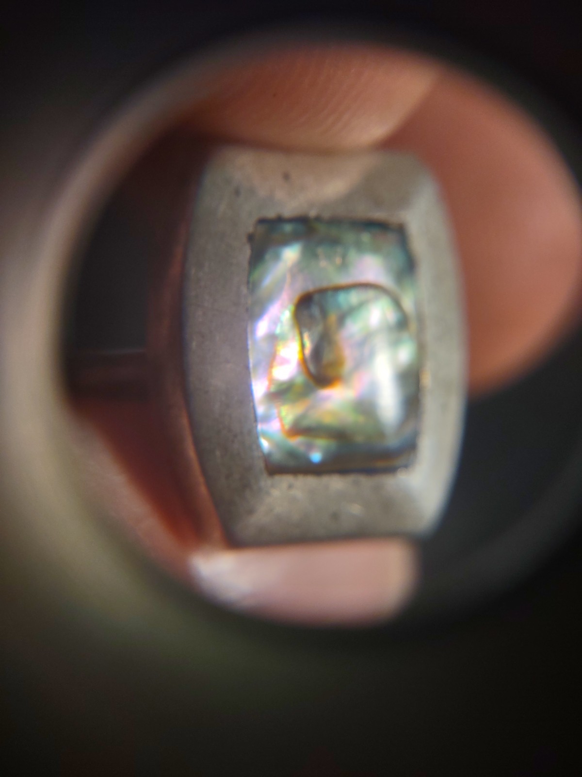 3.2 Grams Size 7.0 Sterling Silver Southwest Abalone Ring Old Pawn