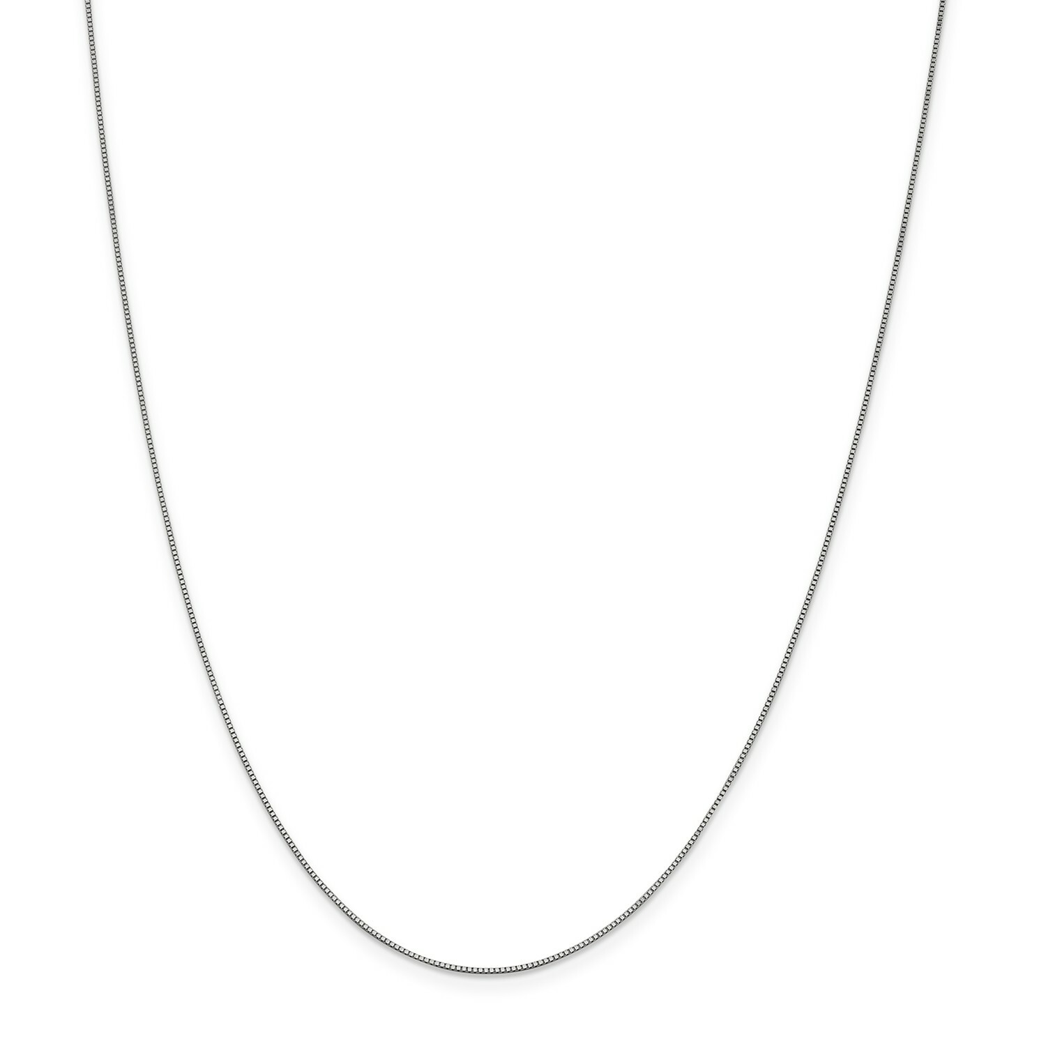 14k White Gold 0.70mm Solid Plain Box Link Chain w/ Lobster Clasp 14″ – 30″