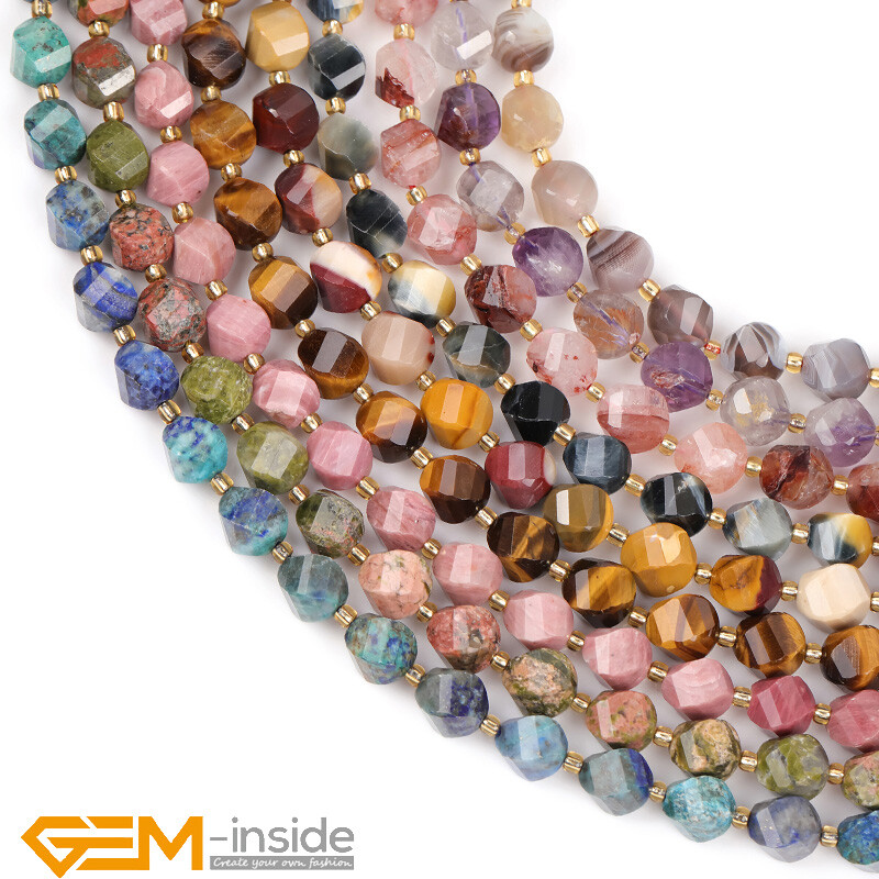 Natural Assorted Gemstone Twist Faceted Charms Loose Beads for Jewelry Making AU