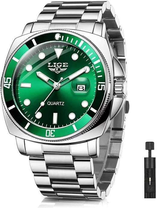 Quartz Watches for Men,Stainless Steel Waterproof Analog Watch,Luxury Big Face D