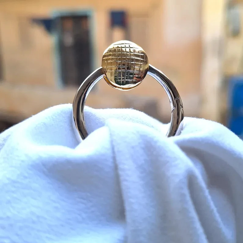 Hand textured Two Tone Gold plated Brass Metal Fashion Jewelry for gift