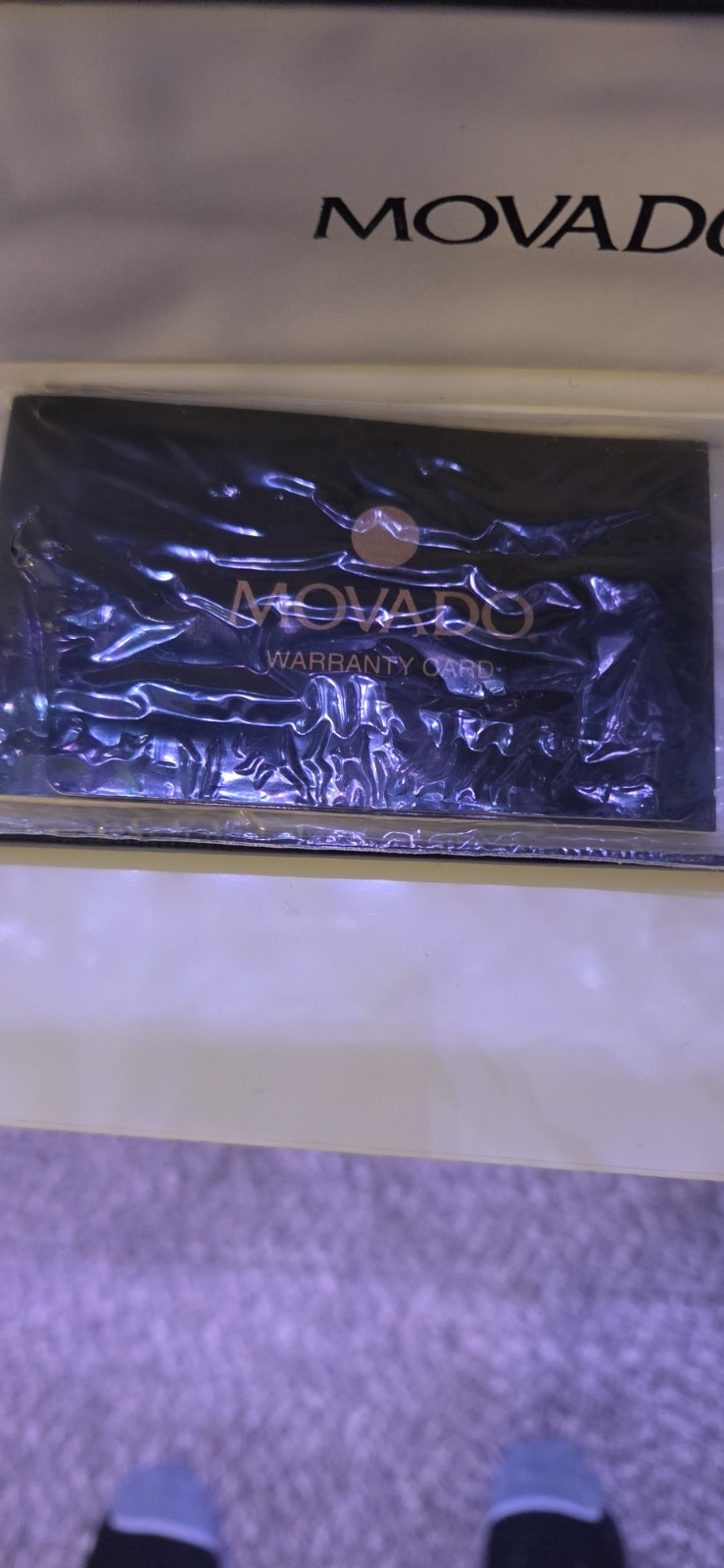Movado Museum Quartz Rectangular Black Dial Leather Strap Watch w/Box