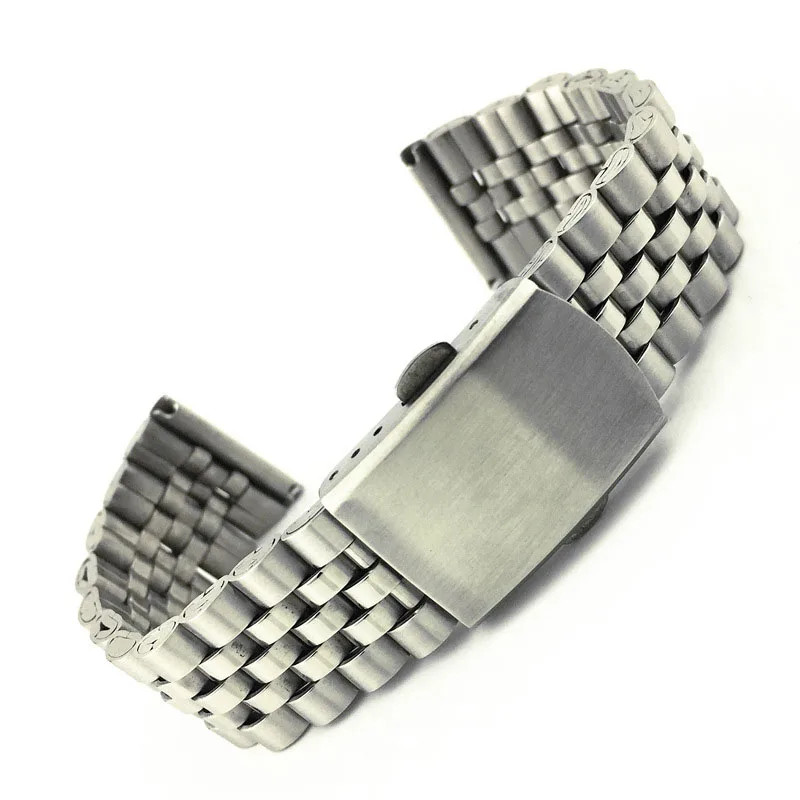 Double Deployant Piece Steel 5 Rows Watch Band 18mm 20mm 22mm Strap Belt & Tool