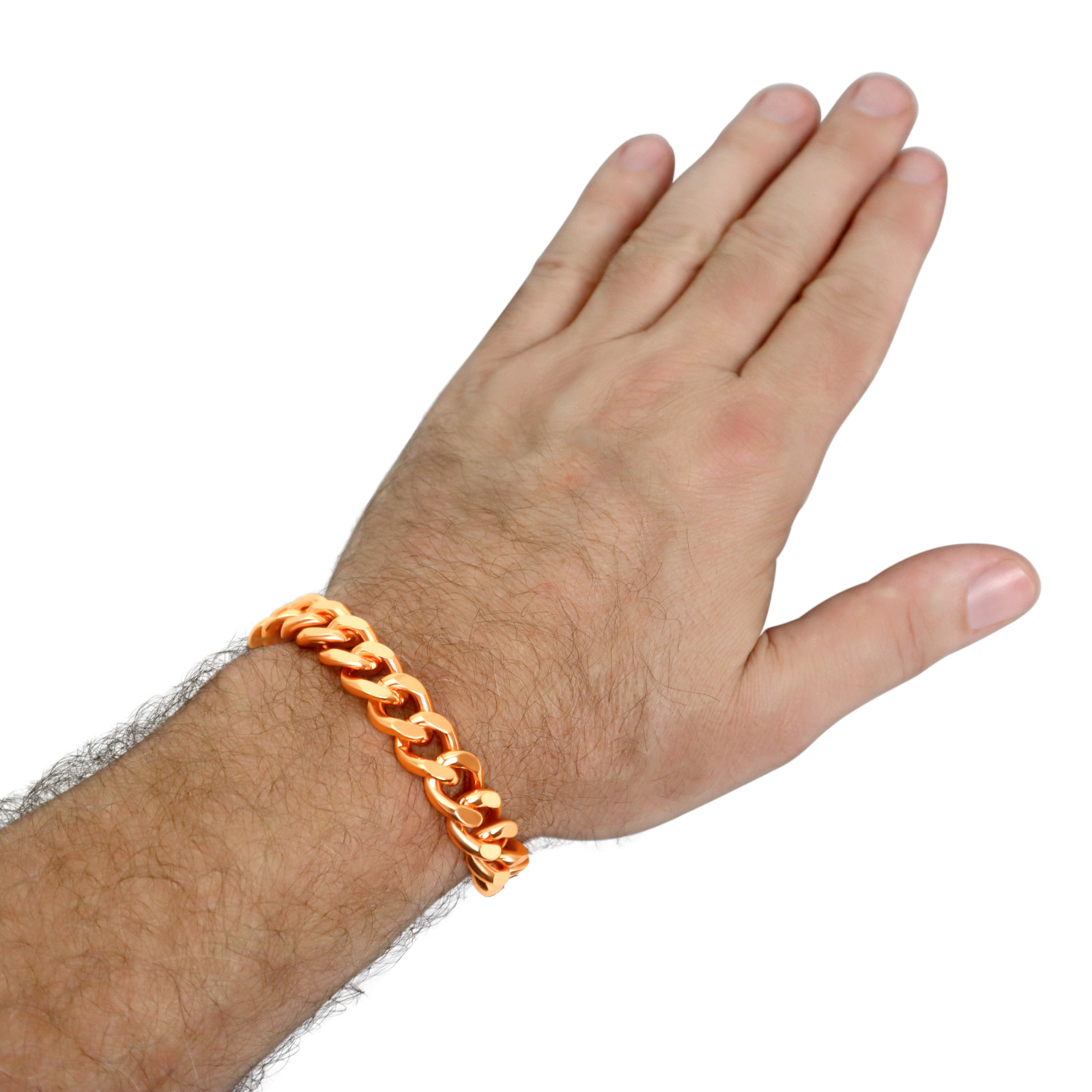 Solid Pure Copper Cuban Link Chain Bracelet Men Arthritis Pain Relief Wide Rider