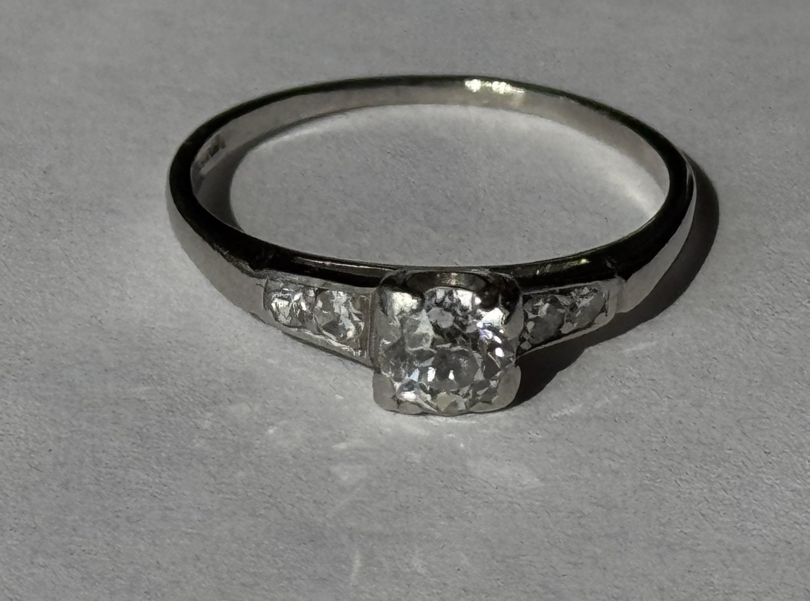 Antique 900 Platinum Victorian Old Mine Cut Diamond Solitaire Ring 0.57 ctw