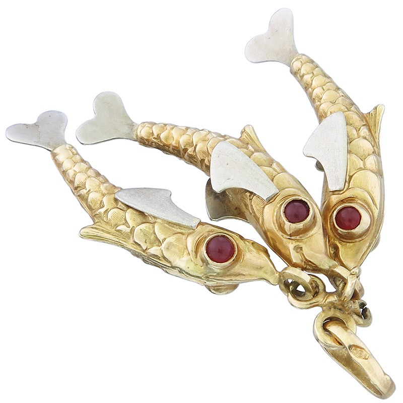 Fish Pendant 750 Gold Italy around 1960