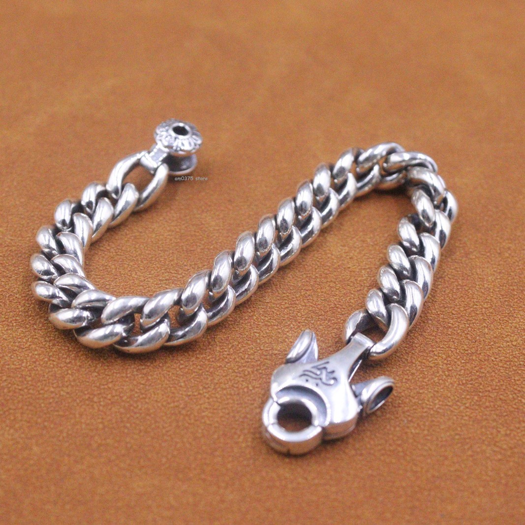 Real 925 Sterling Silver Bracelet Men’s 8.5mm Cuban Curb Link 7.1inch /46-47g