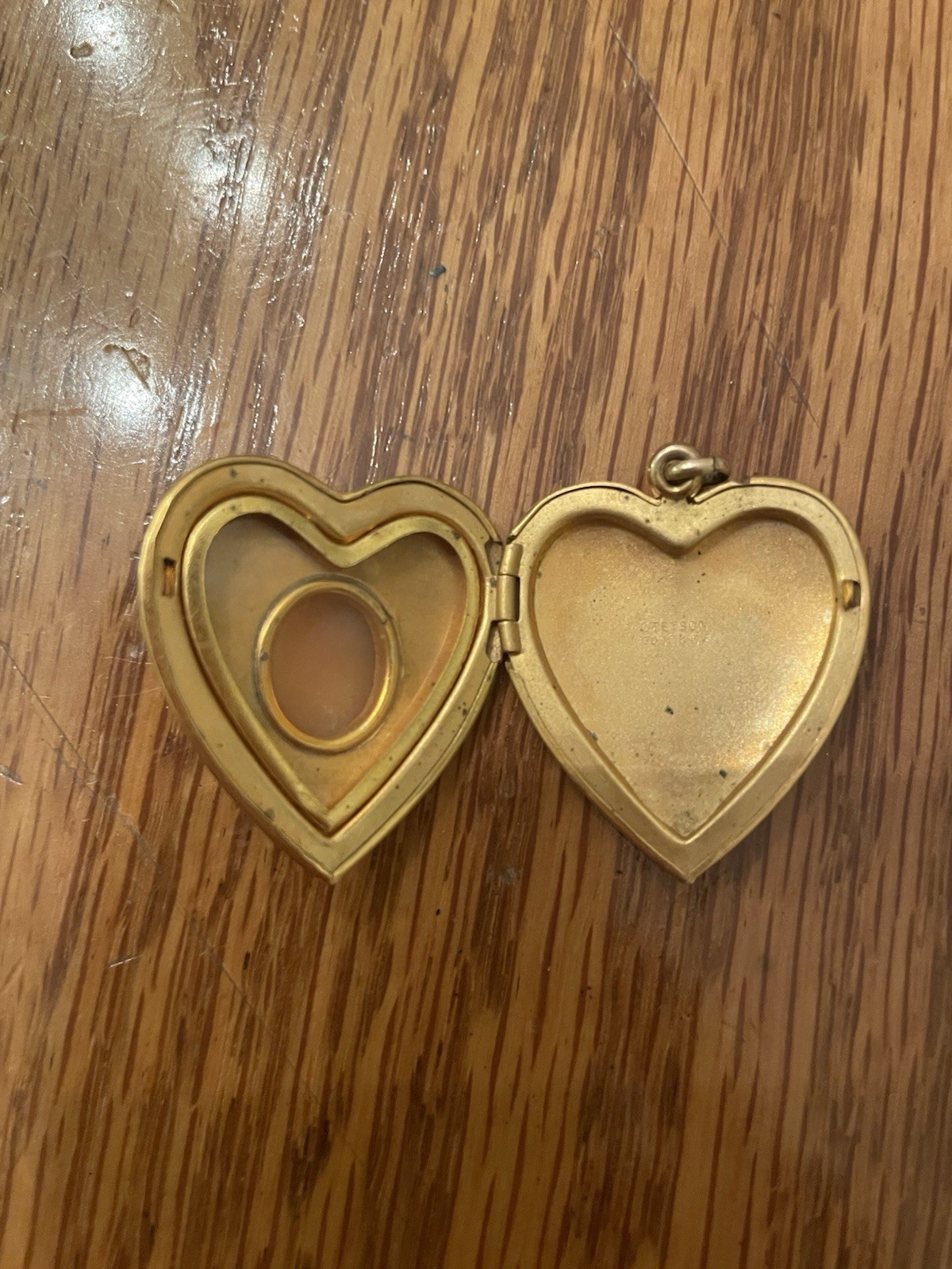 Gold Tone Metal Heart Locket Pendant with White Oval Cameo, Love & Hearts