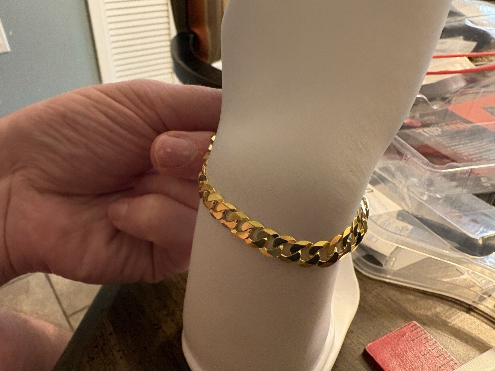 6.5mm Gold-over Sterling Silver Cuban Link Bracelet 8 inch, 8.9 grams