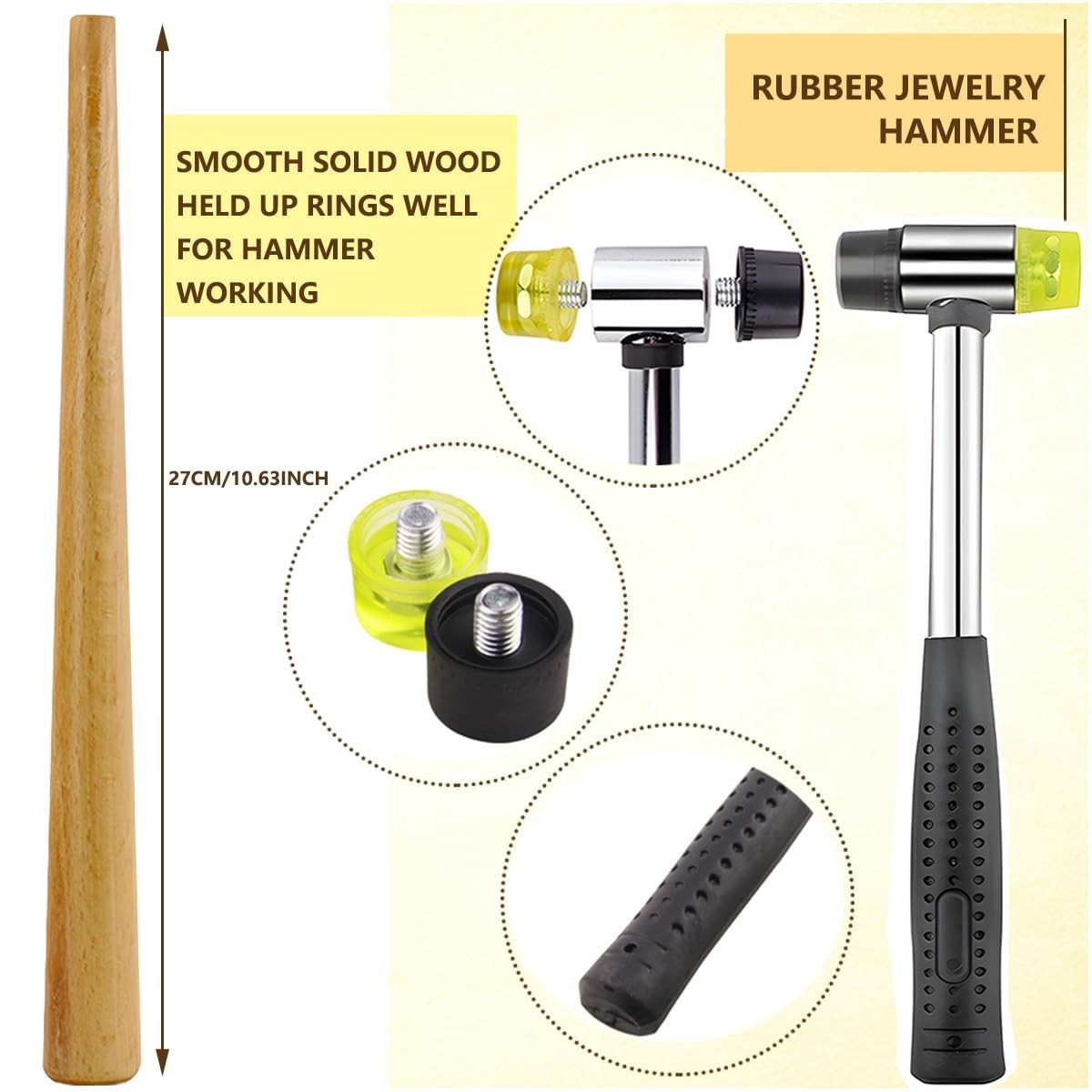 Metal Ring Sizer Tool Kit with Mandrel & Mallet – Jewelry Size Measurer & Reshap