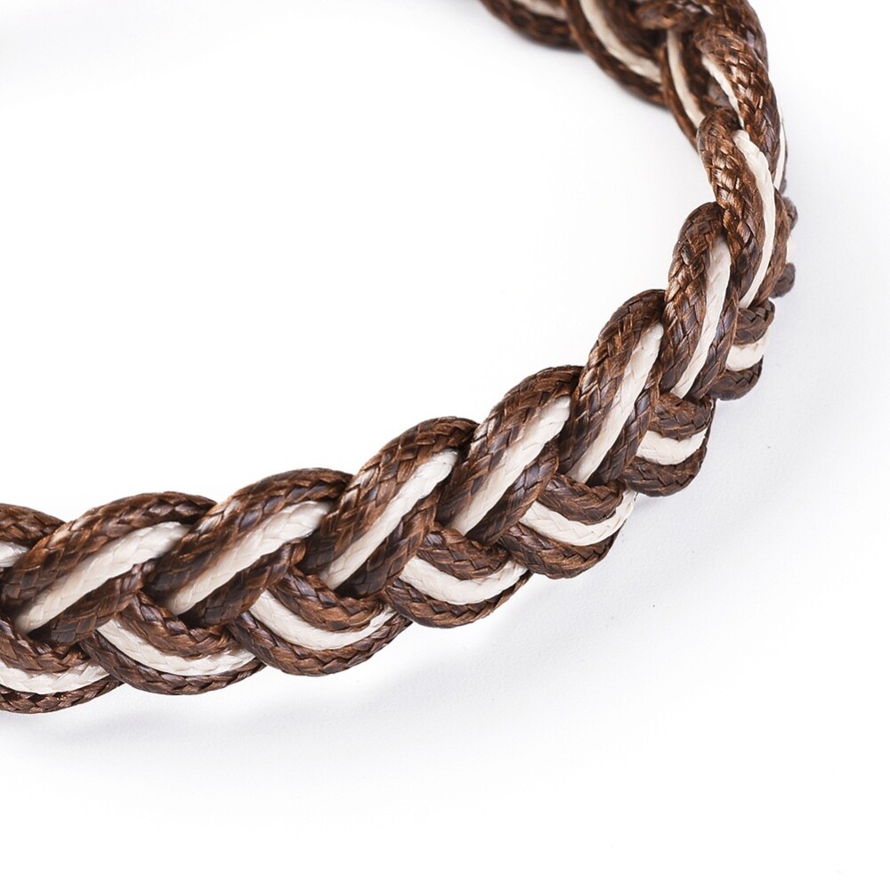 Waxed Cord Braided Bracelets about 2-3/8 inch~3 inch(6.2~7.5cm) inner diameter