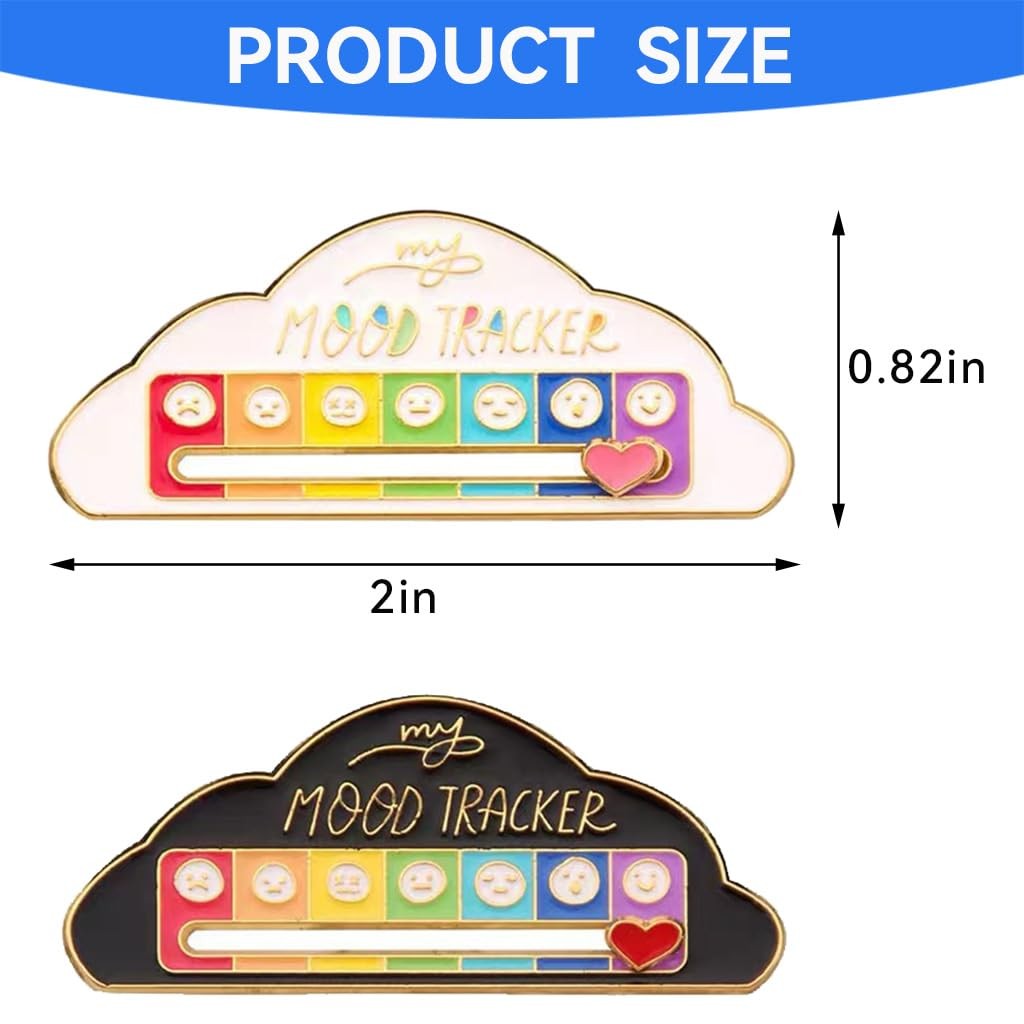 2Pcs Social Battery Slider Pin Interactive Enamel Mood Normal, Black White