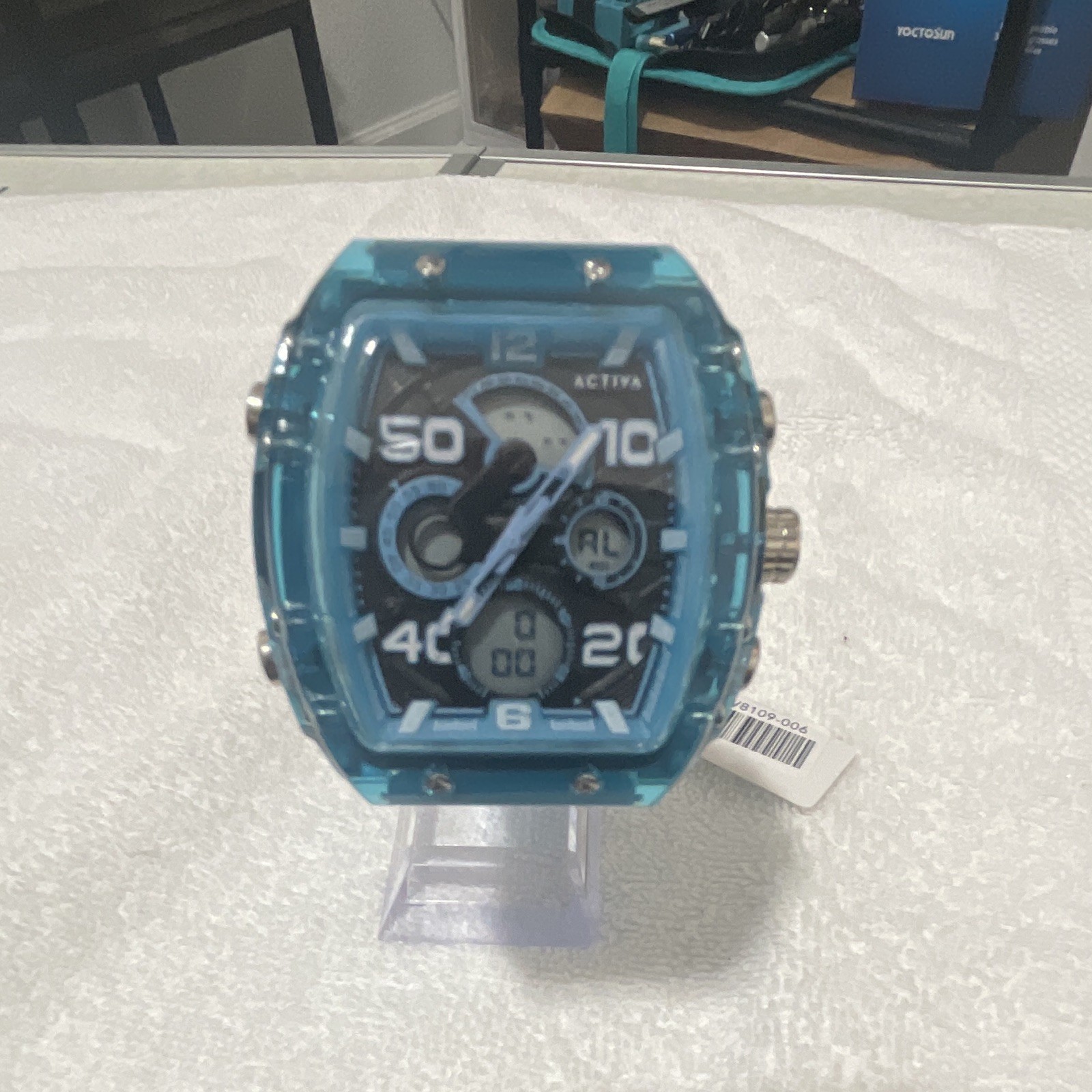 Activa Tonneau Analog/Digital Quartz 100m 50mm Blue Silicone Strap Sport Watch
