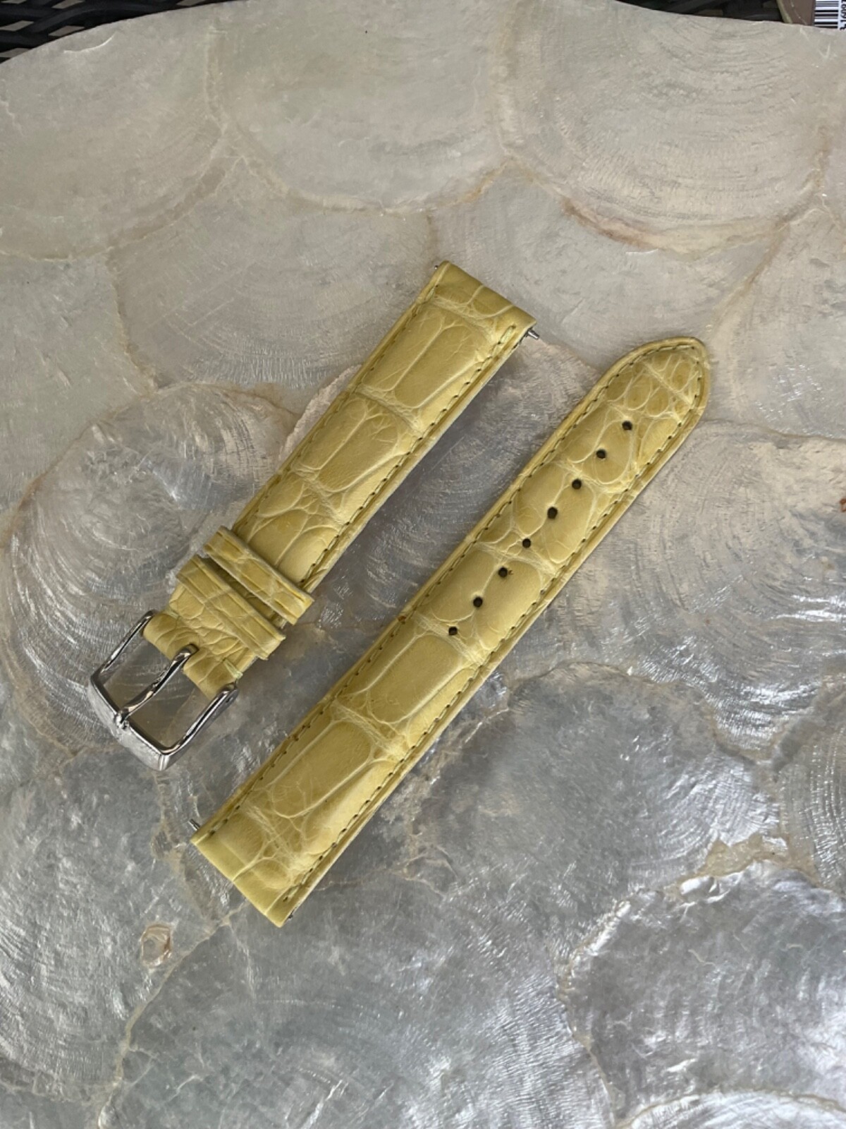 NEW MICHELE DECO SIDNEY SEREIN YELLOW 18mm ALLIGATOR WATCH STRAP – FRANCE