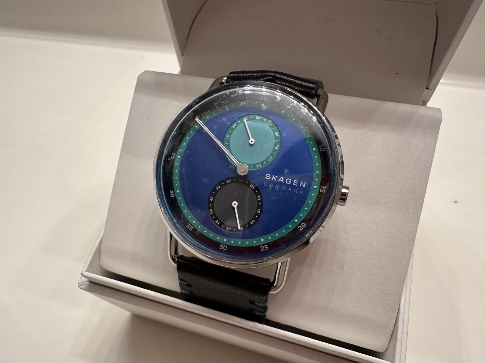 RARE PREPRODUCTION Skagen Horizont Limited Edition Blue Green Dial Black Watch