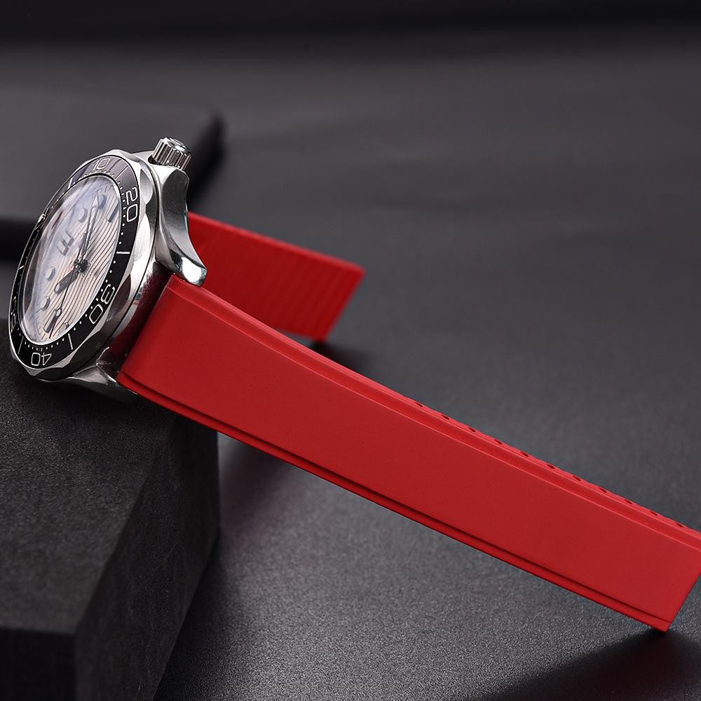 19mm 20mm 21mm 22mm CTS FKM Rubber Strap Convex Shape Quick Release Cut To Size