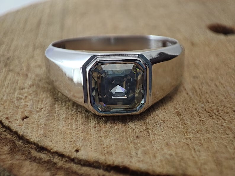 3.70 Ct Certified Treated Grey Diamond Solitaire Ring 925 Sterling Silver
