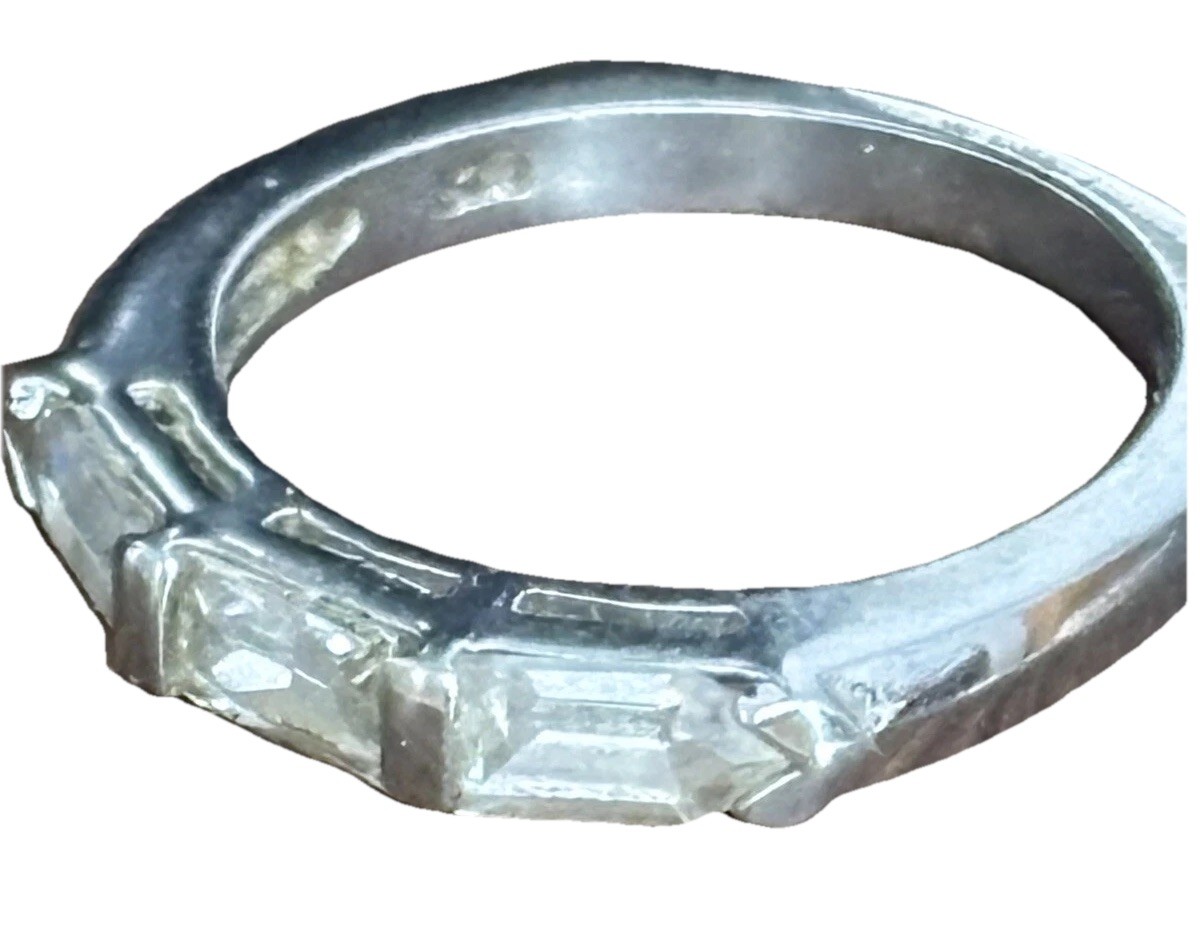 Wedding Band In Silver Tone/ Size 6/ Clear Rhinestones- None Missing