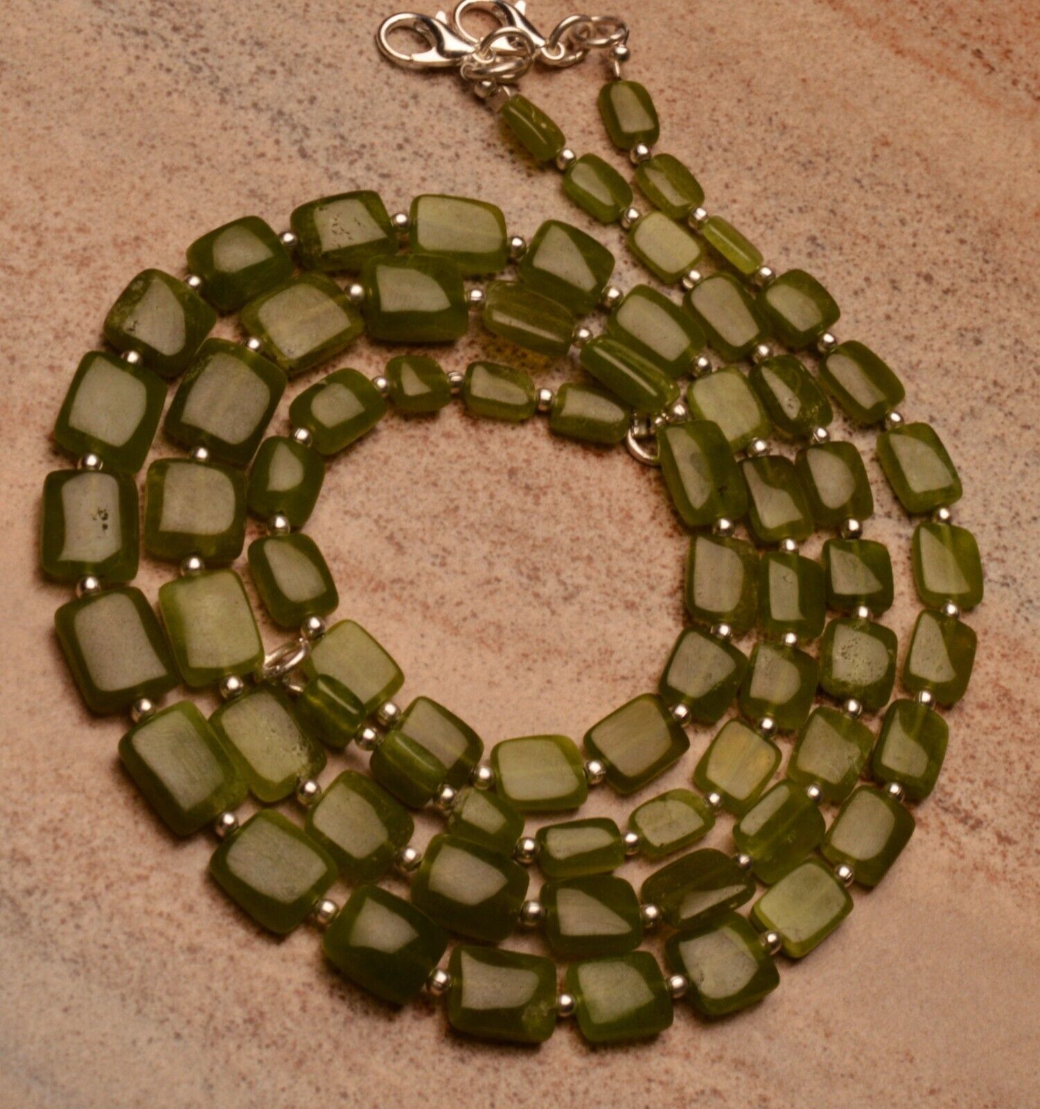 Natural Gem Vesuvianite 6 to 10 mm Size Smooth Nugget Beads Necklace 15″