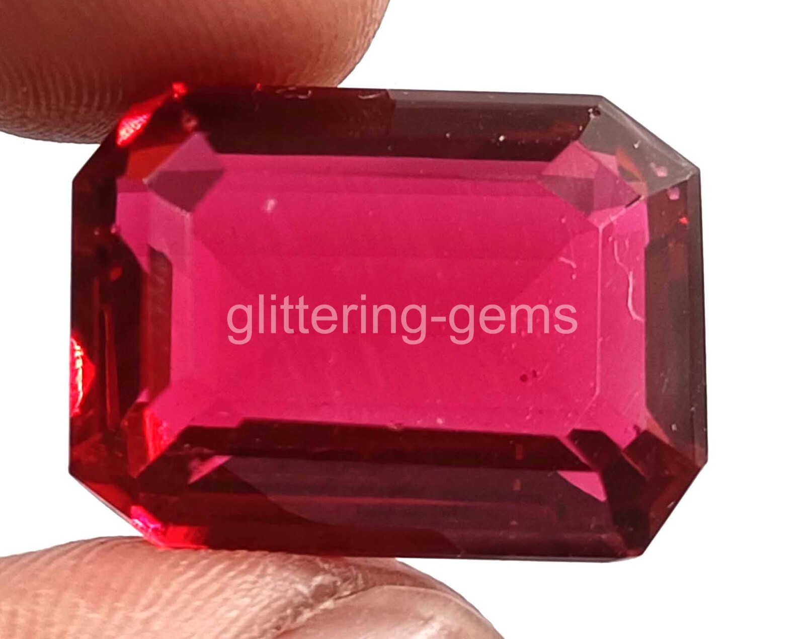 Natural Red Ruby 25.5 Ct Emerald Cut Certified Loose Gemstone 5AIH