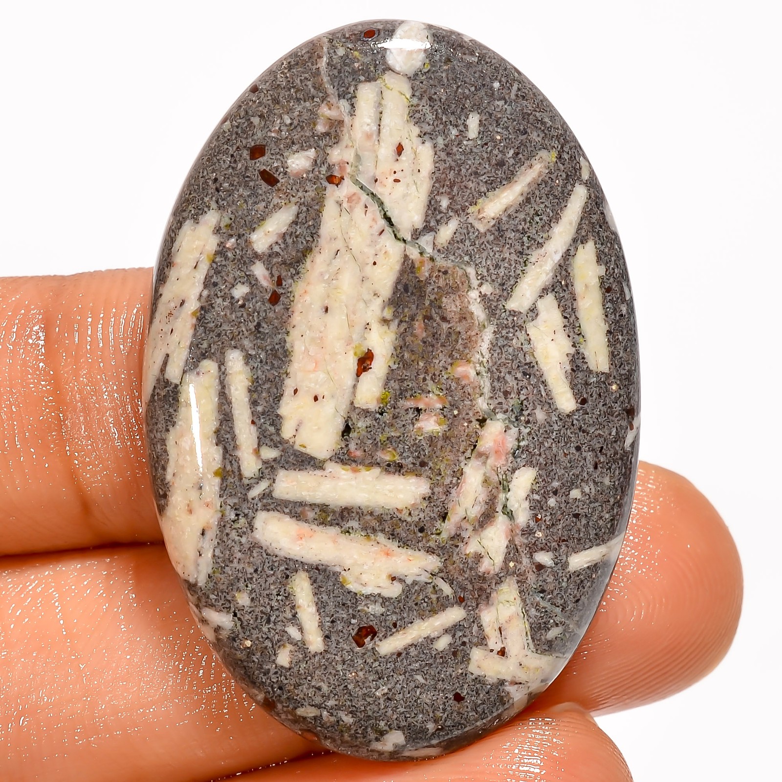 Natural Chinese Writing Jasper Oval Cabochon Gemstone 52 Ct. 39X26X5 mm A-36943