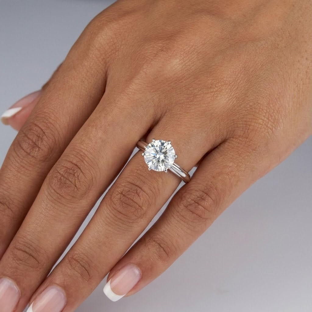 Solitaire Engagement Ring Classic 18K Gold 2.51 CT Round Lab-Grown Diamond H I1