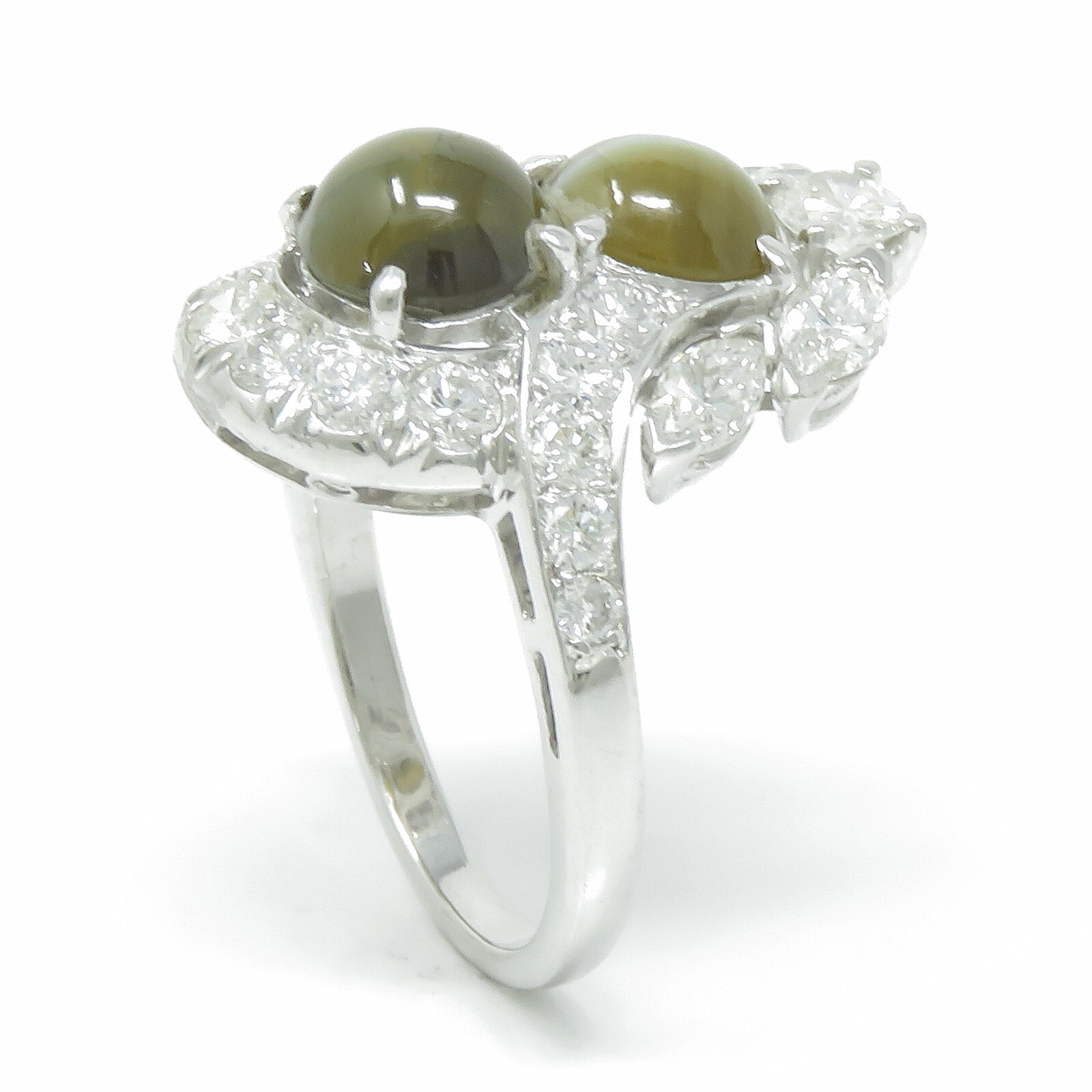 NYJEWEL Platinum 6ctw Cat Eye Chrysoberyl & Diamond Ring w serial #