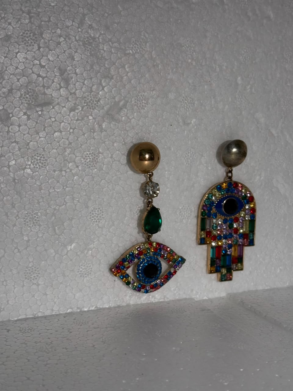 Handmade Earrings – Evil Eye & Hamsa Design, Colorful Gemstones