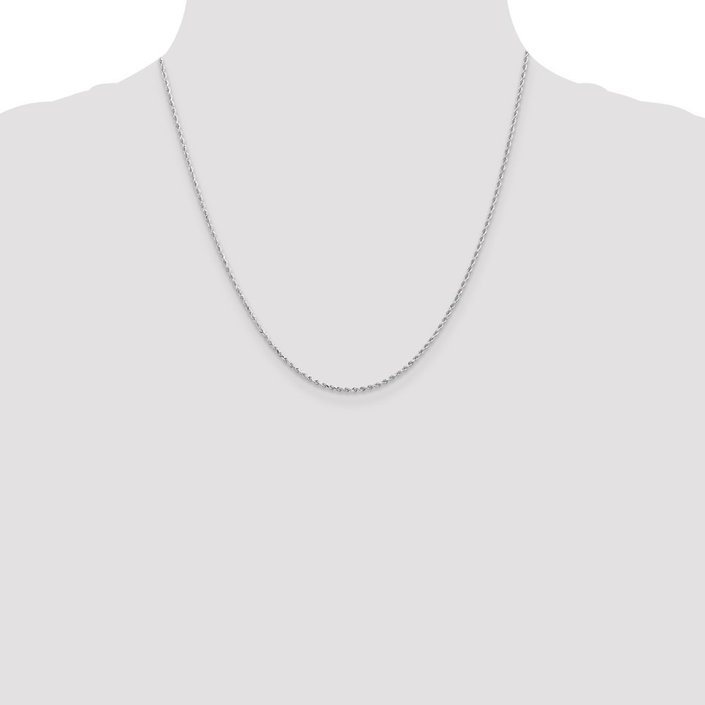 14K White Gold 1.3mm Diamond-Cut Rope Chain Necklace 20 In 3.54 g