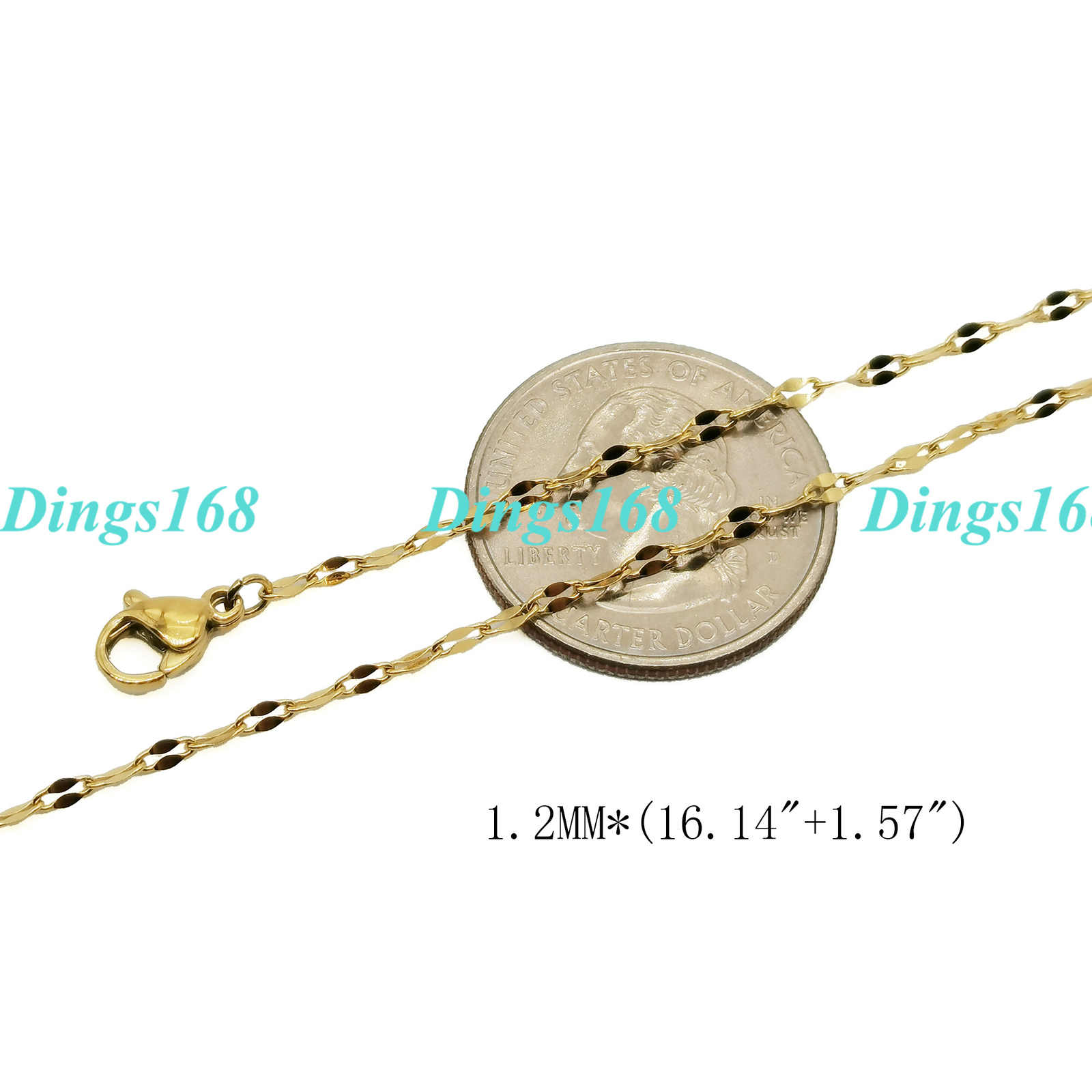 18K Yellow Gold Filled Tarnish-Resistant 2mm Lip Shape Link Chain Necklace H082Y