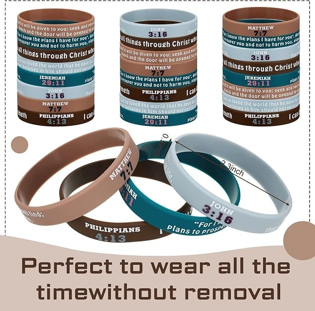 32 Pcs Religious Silicone Bracelets Bulk Bible Verse Bracelets Morandi