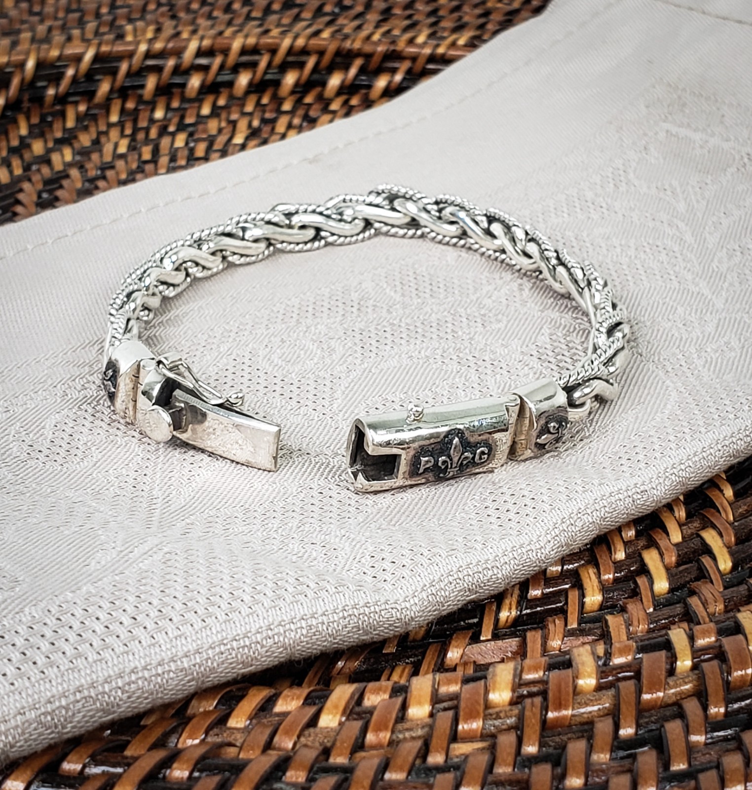 Vintage Phillip Gavriel PG Sterling Silver Woven Fleur-De-Lis ⚜ Bracelet RCI