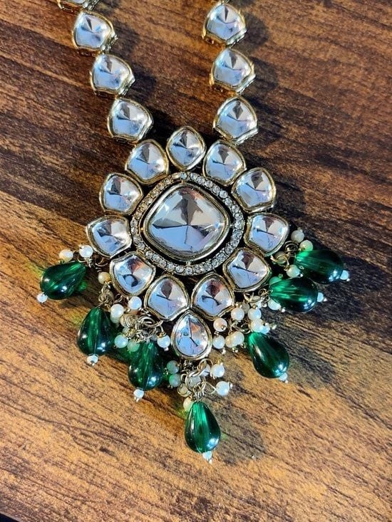 Light Weight Long Necklace Earring Set – Sheesha Kundan (Mirror and Glass).
