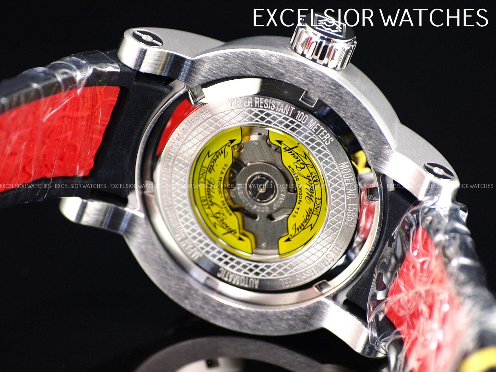 Invicta 48mm S1 YAKUZA DRAGON NH35A Automatic Silver Dial Black Silicone Watch