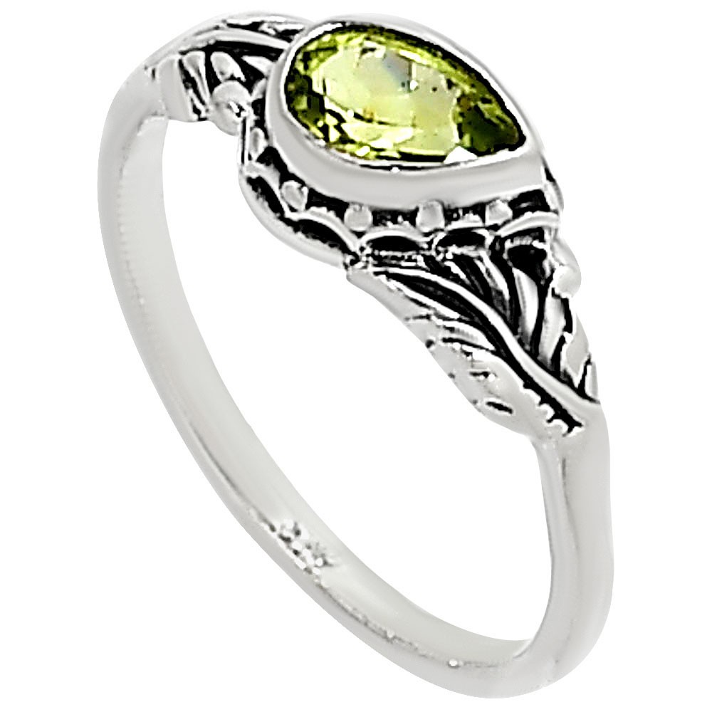 Natural Peridot 925 Sterling Silver Ring s.6 Jewelry R-1404