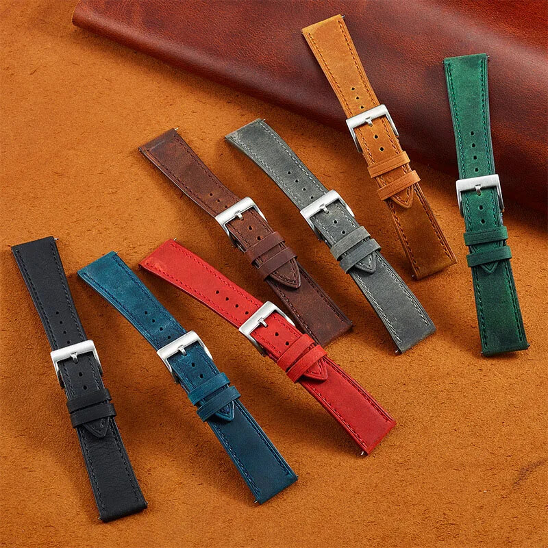 Vintage Genuine Leather Strap 20mm 22mm Watch Band 18 19 21-24mm Retro Bracelet
