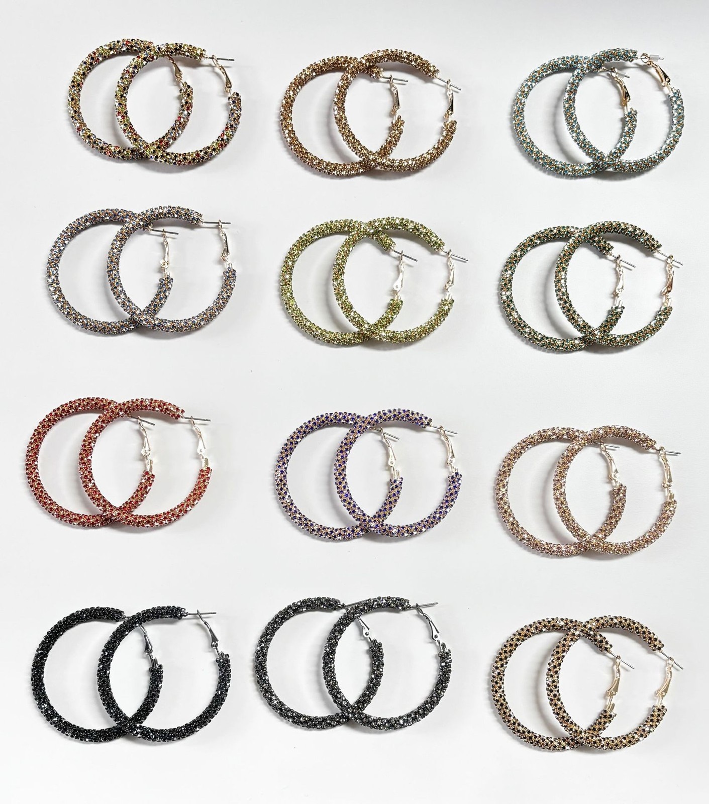 1pcs Boho Big Full Crystal Circle Hoop Earrings Women Party Wedding Accessories