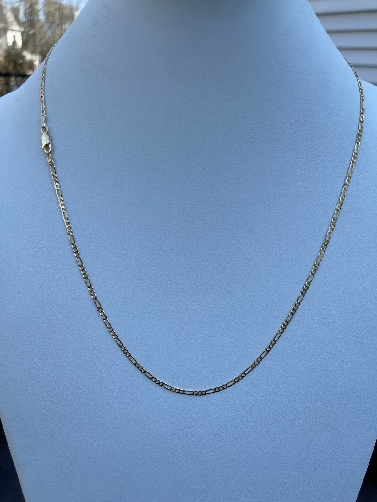 14k Gold Plated Solid 925 Sterling Silver Figaro Chain Necklace Mens Ladies Flat