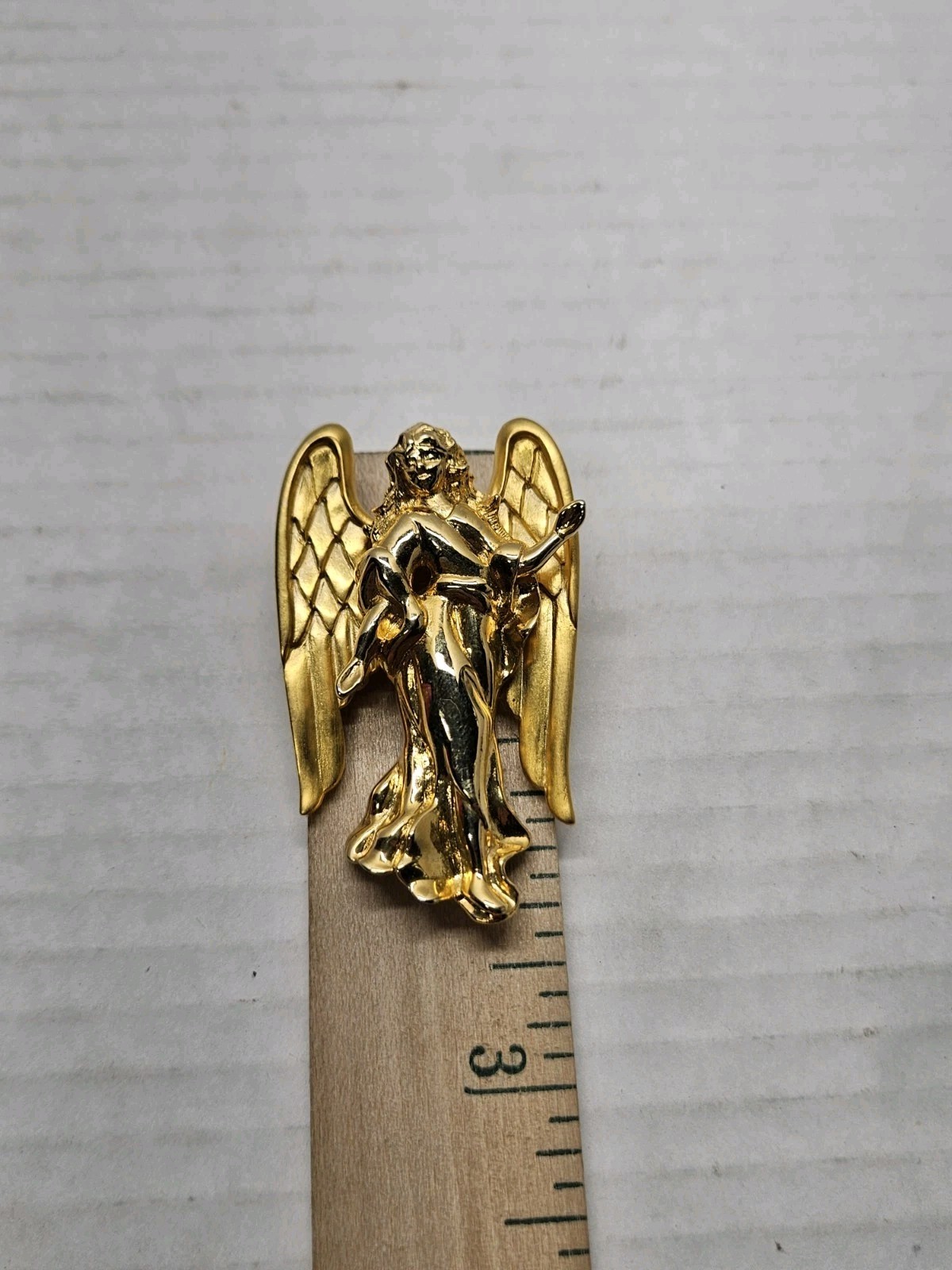VTG Gold Tone Guardian Angel Brooch Tack Pin