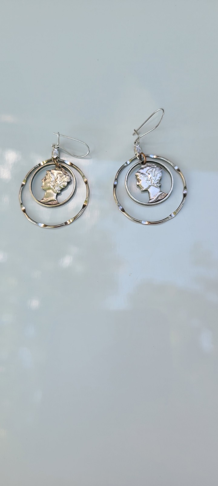 1941 Genuine Mercury Silver Dime Coin Dangle Earrings Handmade Vintage Jewelry
